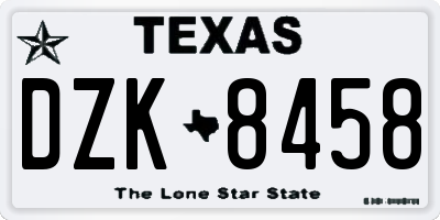 TX license plate DZK8458