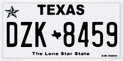 TX license plate DZK8459