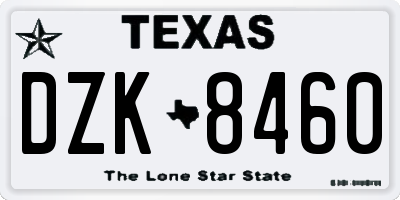 TX license plate DZK8460