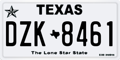 TX license plate DZK8461