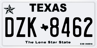 TX license plate DZK8462