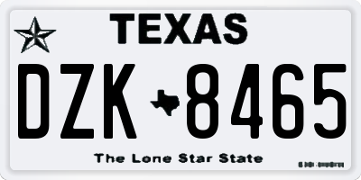 TX license plate DZK8465