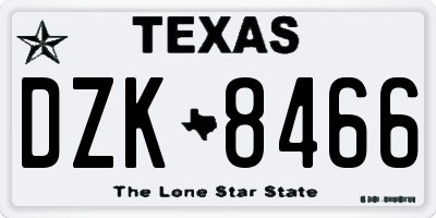 TX license plate DZK8466