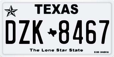TX license plate DZK8467