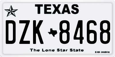 TX license plate DZK8468