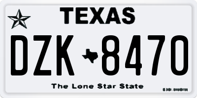 TX license plate DZK8470