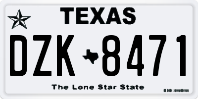 TX license plate DZK8471