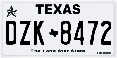 TX license plate DZK8472