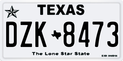 TX license plate DZK8473