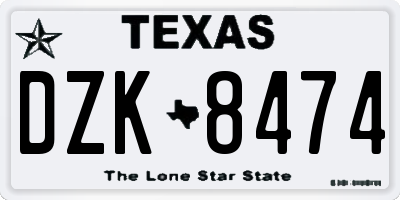 TX license plate DZK8474