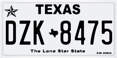 TX license plate DZK8475