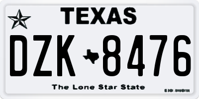 TX license plate DZK8476
