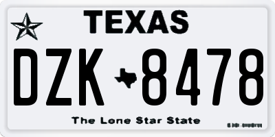 TX license plate DZK8478