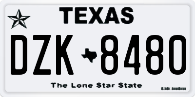TX license plate DZK8480