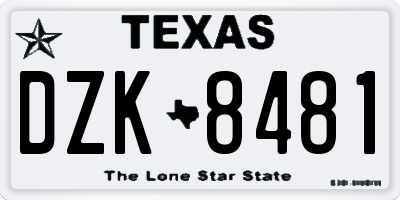 TX license plate DZK8481