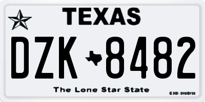 TX license plate DZK8482