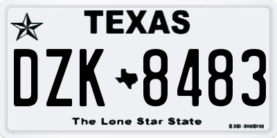 TX license plate DZK8483