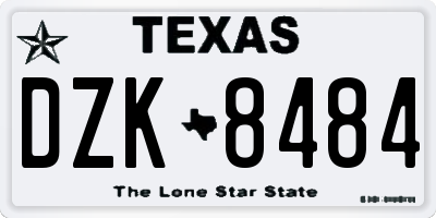 TX license plate DZK8484