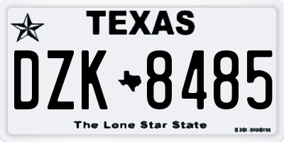 TX license plate DZK8485