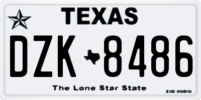 TX license plate DZK8486