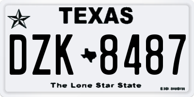 TX license plate DZK8487