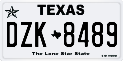 TX license plate DZK8489