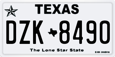 TX license plate DZK8490