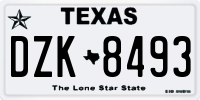 TX license plate DZK8493