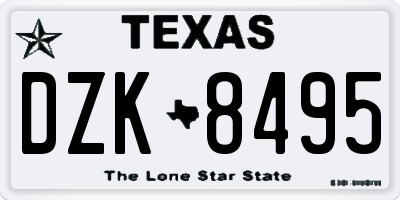 TX license plate DZK8495