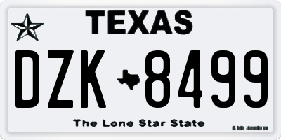 TX license plate DZK8499