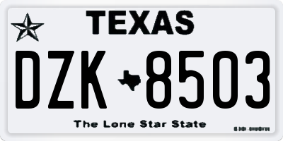 TX license plate DZK8503