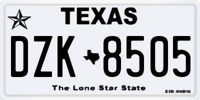 TX license plate DZK8505