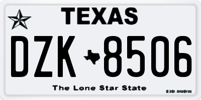 TX license plate DZK8506