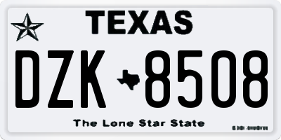 TX license plate DZK8508