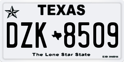 TX license plate DZK8509