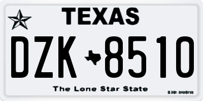 TX license plate DZK8510