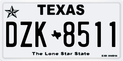 TX license plate DZK8511