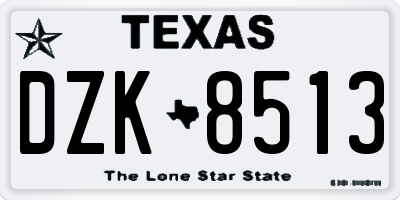 TX license plate DZK8513