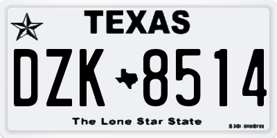 TX license plate DZK8514