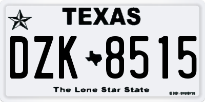 TX license plate DZK8515