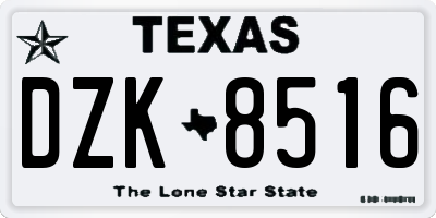 TX license plate DZK8516