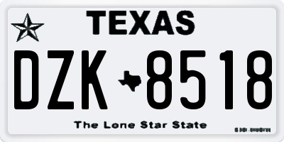 TX license plate DZK8518