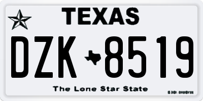 TX license plate DZK8519