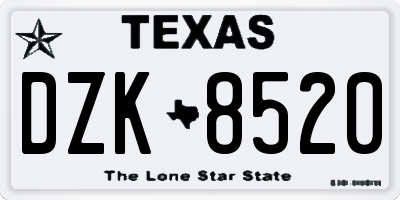TX license plate DZK8520