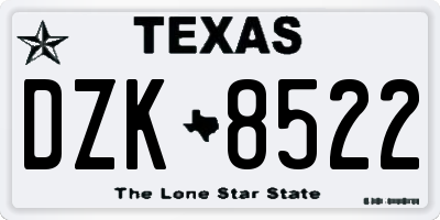 TX license plate DZK8522