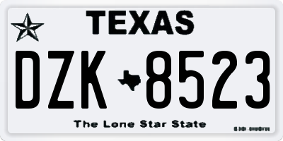 TX license plate DZK8523