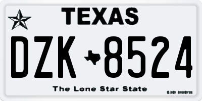 TX license plate DZK8524
