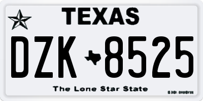 TX license plate DZK8525