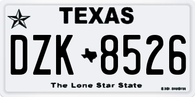 TX license plate DZK8526