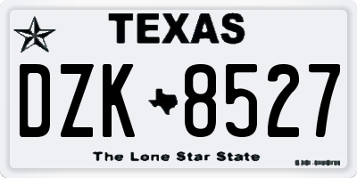 TX license plate DZK8527